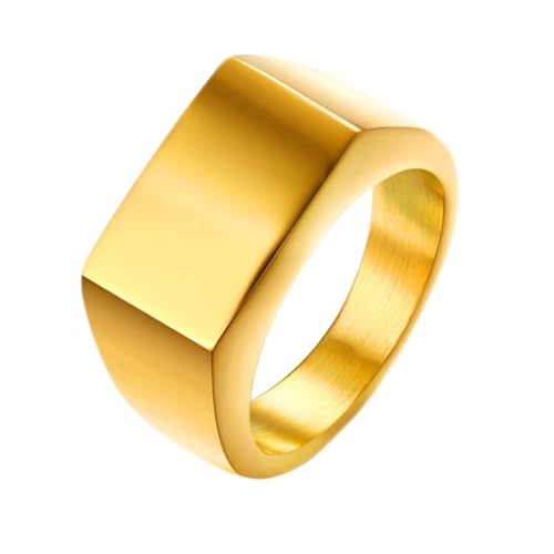 Calefee Ring Damen Verlobungsring, Männer Ringe Edelstahl Eheringe Rechteckiger Siegelring Breit 13 mm, gr. 54 von Calefee