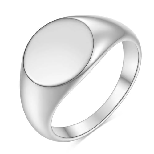 Calefee Ring Damen Verlobungsring, Männer Ringe Edelstahl Personalisiert Siegelring Breit 12 mm Runde Form, Größe 49 von Calefee
