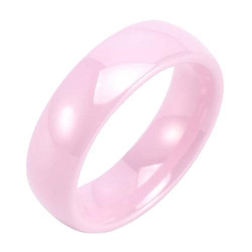 Calefee Ring Damen Verlobungsring, Ring Keramik Rosa Personalisiert Bandring Rosa Breit 6 mm, Größe 67 von Calefee