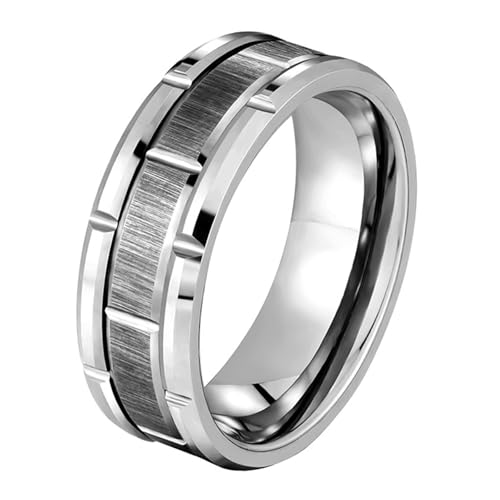 Calefee Ring Damen Verlobungsring, Wolfram Ring Herren Eheringe Bandring Breit 8 mm Matt Gebürstet, gr. 62 von Calefee