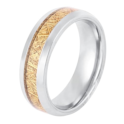 Calefee Ring Damen Verlobungsring, Wolframringe für Trauung Modeschmuck Bandring Breit 8 mm mit Gold Metall, gr. 67 von Calefee