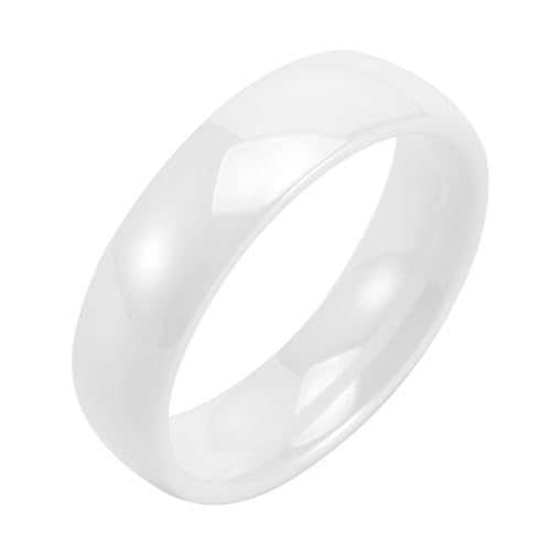 Calefee Ring Herren Verlobungsring, Ring Keramik Weiß Eheringe Modeschmuck Weißer Bandring Breit 6 mm, Größe 67 von Calefee