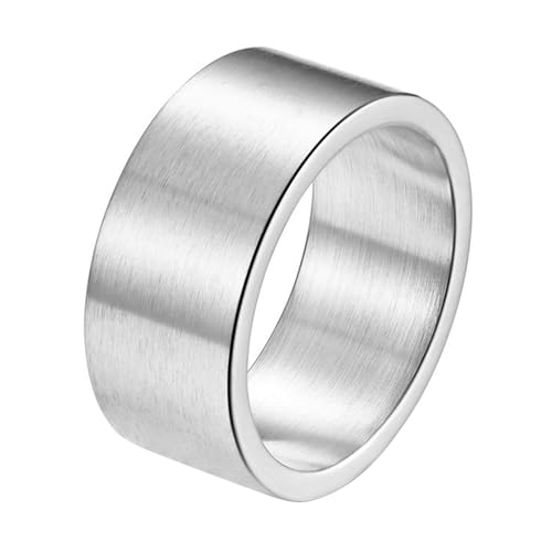 Calefee Ring Herren Verlobungsring, Ringe Edelstahl Männer Personalisiert Bandring Breit 10 mm Matt Gebürstet, gr. 67 von Calefee
