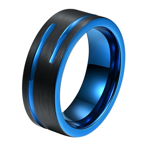 Calefee Ring Herren Verlobungsring, Wolfram Ringe Eheringe Herren Bicolor Bandring Matt Gebürstet Breit 8 mm mit Rille, gr. 60 von Calefee