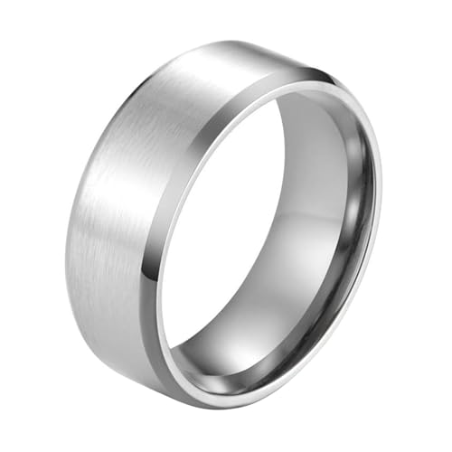 Calefee Ring Schlicht Damen Eheringe, Edelstahlringe Herren Verlobungsring Bandring Breit 8 mm mit Abgeschrägter Kante, gr. 52 von Calefee