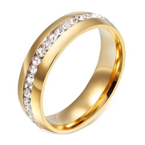 Calefee Ring Schlicht Damen Eheringe, Personalisierte Ringe Damen Edelstahl Ewigkeitsring Gold, Größe 57 von Calefee