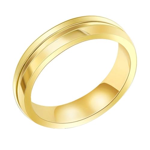 Calefee Ring Schlicht Herren Eheringe, Edelstahl Ringe Damen Verlobungsring Bandring Breit 5 mm Glatt mit Rille, gr. 57 von Calefee