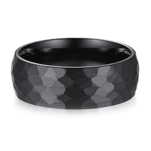 Calefee Ring Schlicht Herren Eheringe, Ringe Wolframcarbid Personalisiert Bandring Facettiert Matt Gebürstet 8 mm Breit, Größe 52 von Calefee