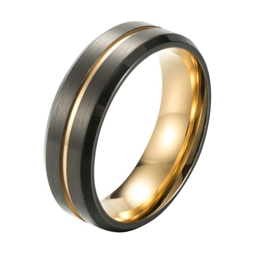 Calefee Ring Schlicht Herren Eheringe, Verlobungsring Mann Edelstahl Bandring Breit 8 mm Zweifarbig Matt Gebürstet, Größe 62 von Calefee