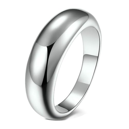 Calefee Ring für Herren Verlobungsring, Damen Ringe Edelstahl Personalisiert Gebogene Form 6 mm Breit, Größe 49 von Calefee