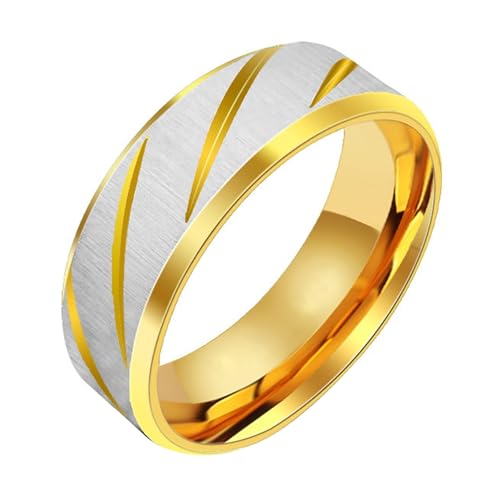 Calefee Ring für Herren Verlobungsring, Ringe mit Gravur für Frauen Edelstahl Bandring Matt Gebürstet mit Rille 6 mm Breit, Größe 62 von Calefee