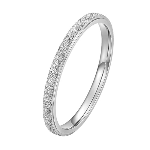 Calefee Ringe Damen Verlobungsring, Damenringe Modeschm Edelstahl Bandring Breit 2 mm Matt, Größe 54 von Calefee