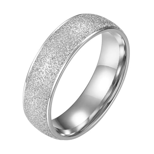 Calefee Ringe Damen Verlobungsring, Edelstahlringe Damen Eheringe Bandring Breit 6 mm Matt, Größe 49 von Calefee