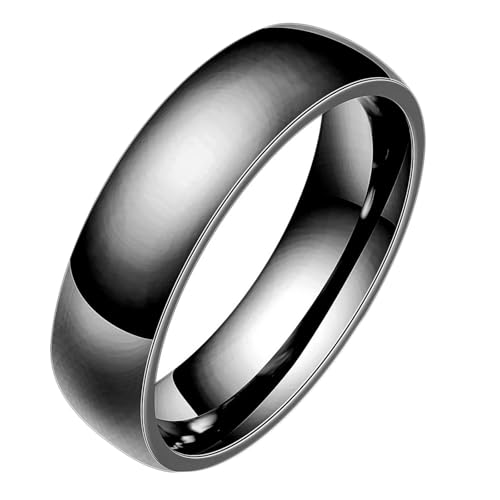 Calefee Ringe Damen Verlobungsring, Edelstahlringe Herren Eheringe Bandring Breit 5 mm Breit, Größe 60 von Calefee