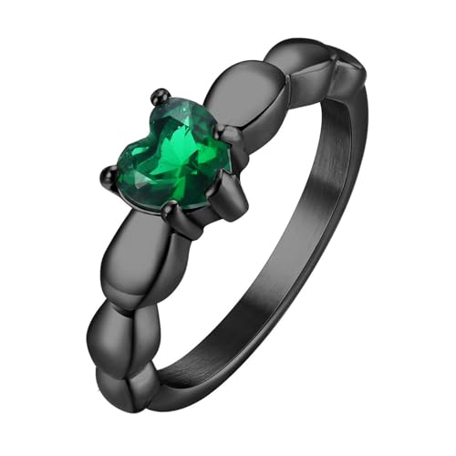 Calefee Ringe Damen Verlobungsring, Eheringe Edelstahl Modeschmuck Schlicht Herzform mit Zirkonia, Größe 52 von Calefee