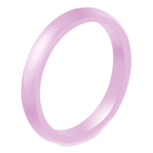 Calefee Ringe Damen Verlobungsring, Ring Keramik Rosa Eheringe Modeschmuck Bandring Breit 3 mm, Größe 54 von Calefee
