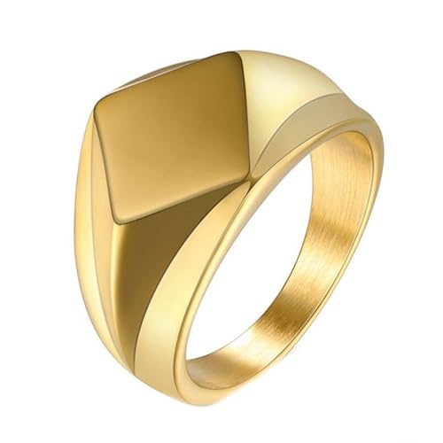 Calefee Ringe Damen Verlobungsring, Ringe Edelstahl Männer Eheringe Goldenes Quadratisches Siegelring 18 mm Breit, gr. 65 von Calefee