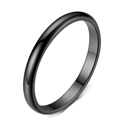 Calefee Ringe Frauen Verlobungsring, Eheringe Edelstahl Modeschmuck Bandring Breit 2 mm Glatt, Größe 57 von Calefee