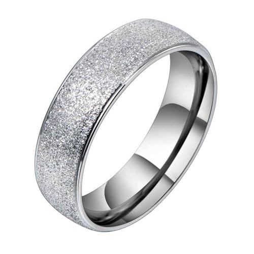Calefee Ringe Frauen Verlobungsring, Personalisierte Ringe Herren Edelstahl Bandring Breit 6 mm Matt Gebürstet, Größe 57 von Calefee