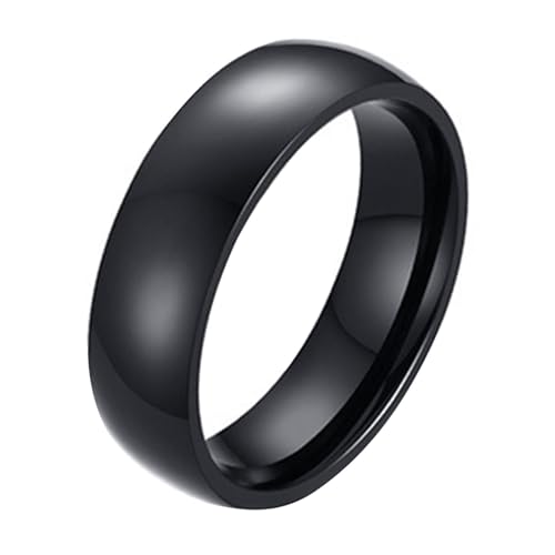 Calefee Ringe Frauen Verlobungsring, Ringe Edelstahl Männer Eheringe Bandring Breit 6 mm Breit Schwarz, gr. 54 von Calefee