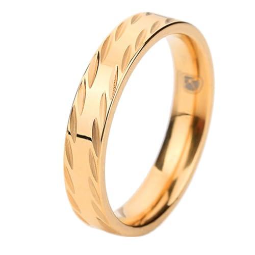 Calefee Ringe Herren Verlobungsring, Edelstahl Ringe Damen Eheringe Bandring Breit 3 mm Glatt Gold, gr. 52 von Calefee