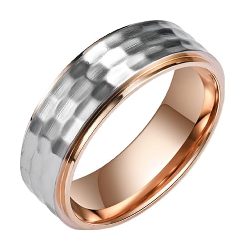 Calefee Ringe Herren Verlobungsring, Edelstahl Ringe Herren Eheringe Bandring Gebürstete Konkave Oberfläche 8 mm Breit, gr. 62 von Calefee