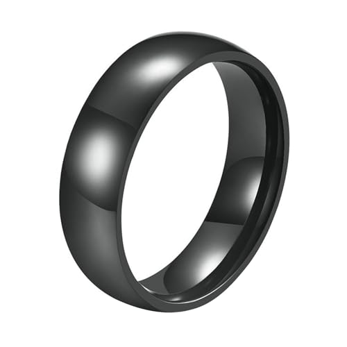 Calefee Ringe Herren Verlobungsring, Eheringe Edelstahl Modeschmuck Bandring Breit 6 mm Glatt Schwarz, Größe 62 von Calefee
