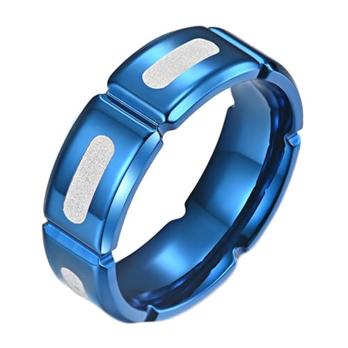Calefee Ringe Herren Verlobungsring, Männer Ringe Edelstahl Eheringe Bandring Breit 8 mm Glatt mit Rille, Größe 62 von Calefee