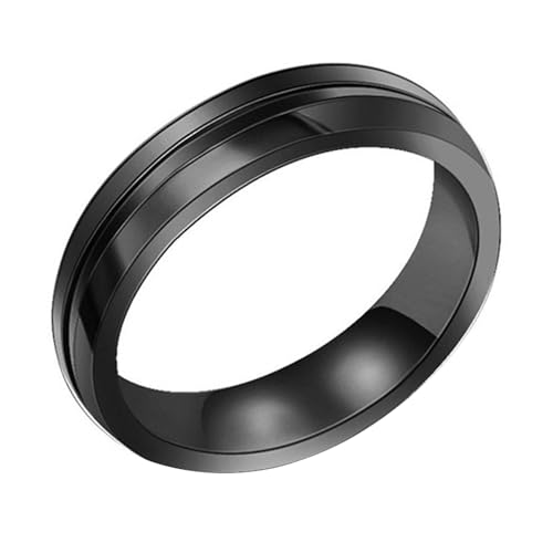 Calefee Ringe Herren Verlobungsring, Ring Personalisierbar Edelstahl Damen Bandring Breit 5 mm Glatt mit Rille, gr. 62 von Calefee