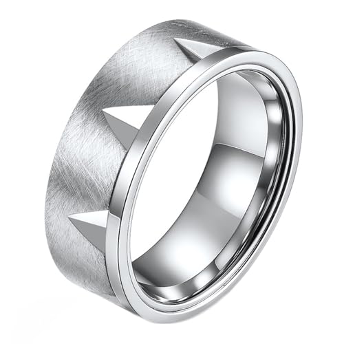 Calefee Ringe Herren Verlobungsring, Ring für Herren Edelstahl Eheringe Bandring Breit 8 mm Matt Gebürstet, gr. 70 von Calefee