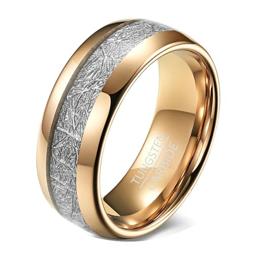 Calefee Ringe Herren Verlobungsring, Wolframringe für Trauung Modeschmuck Bandring Breit 8 mm mit Metall Roségold, gr. 67 von Calefee