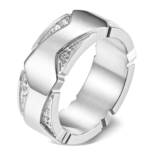 Calefee Ringe Mann Verlobungsring, Eheringe Edelstahl Modeschmuck Breit 8,7 mm mit Zirkonia, Größe 67 von Calefee