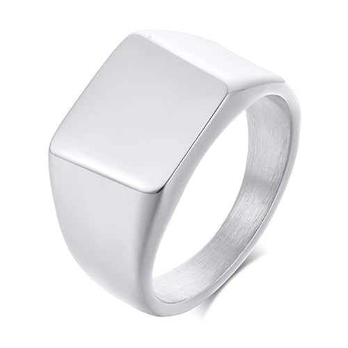 Calefee Ringe Mann Verlobungsring, Personalisierte Ringe Damen Edelstahl Siegelring Breit 11 mm, Größe 60 von Calefee