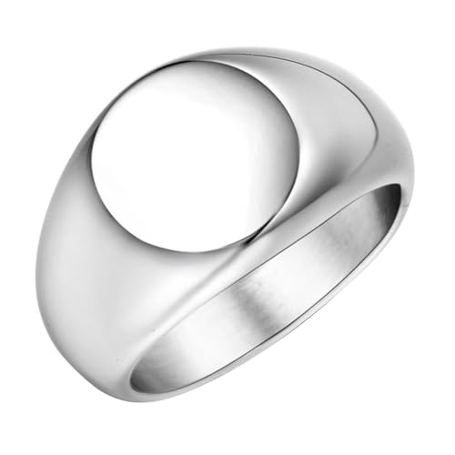 Calefee Ringe Mann Verlobungsring, Ring Herren Edelstahl Eheringe Siegelring Breit 12 mm Runde Form, Größe 47 von Calefee
