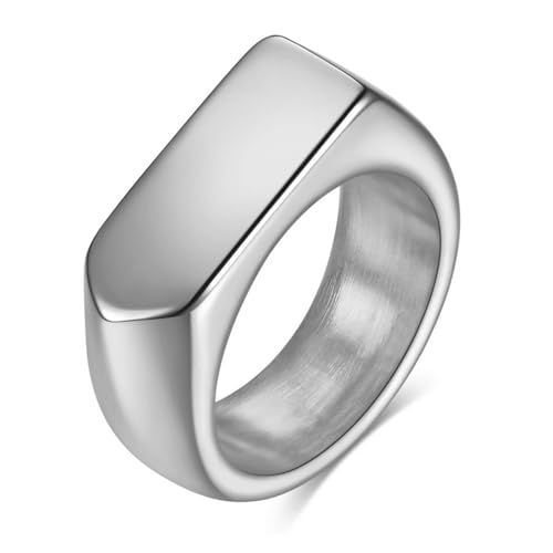 Calefee Ringe Mann Verlobungsring, Ring Personalisierbar Edelstahl Damen Siegelring Breit 9 mm, Größe 62 von Calefee