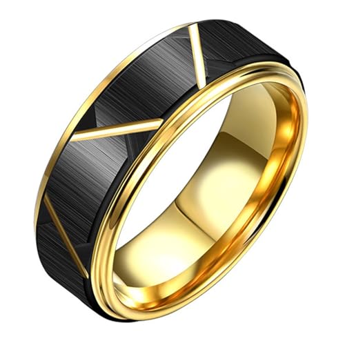 Calefee Ringe Mann Verlobungsring, Ring Wolframcarbid Personalisiert Bandring Breit 8 mm Matt Gebürstet mit Rille, Größe 67 von Calefee