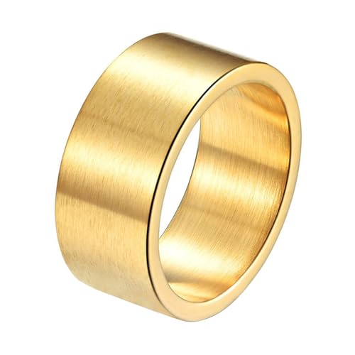 Calefee Ringe Mann Verlobungsring, Ring für Herren Edelstahl Eheringe Bandring Breit 10 mm Matt Gebürstet, gr. 67 von Calefee