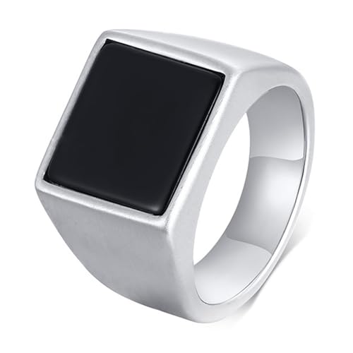 Calefee Ringe Mann Verlobungsring, Ringe Edelstahl Männer Personalisiert Siegelring Breit 13,6 mm mit Acryl, gr. 60 von Calefee