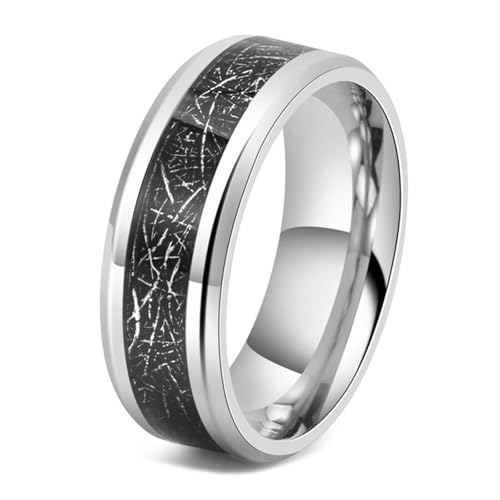 Calefee Ringe Mann Verlobungsring, Trauringe Edelstahl für Herren Bandring Breit 8 mm mit Abgeschrägter Kante, Größe 65 von Calefee