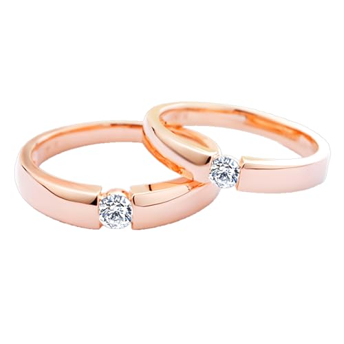 Calefee Ringe Mann und Frau, Trauringe Paarpreis Rosegold 375 mit Moissanit, Verlobungsring Herren und Damen Größe 47 bis 70 von Calefee