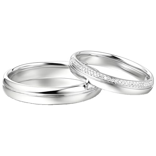 Calefee Ringe Paar Set, Verlobungsring Gold 585 mit Diamant Echtschmuck, Eheringe für Mann und Frau Gr. 47 bis 70 von Calefee