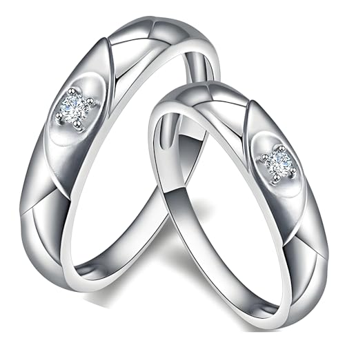 Calefee Ringe Paar Set, Verlobungsringe Gold 750 mit Moissanit Echtschmuck, Trauringe Herren und Damen Größe 47 bis 70 von Calefee