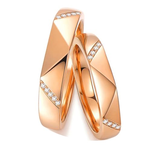 Calefee Ringe Paare 2 Set, Ehering Set Rosegold 375 Paarpreis mit Diamant, Trauringe Herren und Damen Größe 47 bis 70 von Calefee