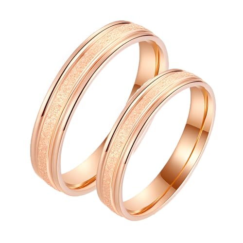 Calefee Ringe Paare 2 Set, Ring Rosegold 585 Verlobungsringe Echtschmuck, Trauringe für Mann und Frau Gr. 47 bis 70 von Calefee
