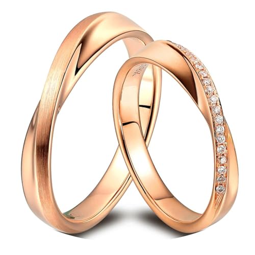 Calefee Ringe Paare 2 Set, Ringe Rosegold 750 Partner Eheringe mit Moissanit, Trauringe für Mann und Frau Gr. 47 bis 70 von Calefee