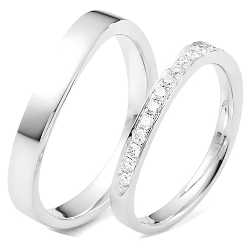Calefee Ringe Paare Verlobung, Hochzeit Ringe Paarpreis Platin mit Diamant, Trauringe Herren und Damen Größe 47 bis 70 von Calefee
