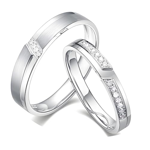 Calefee Ringe Partnerringe Set, Ehering Set Weißgold 585 mit Diamant, Trauringe Herren und Damen Größe 47 bis 70 Calefee Ringe Partnerringe Set, Ehering Set Weißgold 585 mit Diamant, Trauringe Herren und Damen Größe 47 bis 70 von Calefee