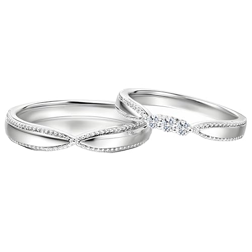 Calefee Ringe Partnerringe Set, Hochzeit Ringe Paar Gold 585 mit Moissanit, Trauringe für Mann und Frau Größe 47 bis 70 von Calefee