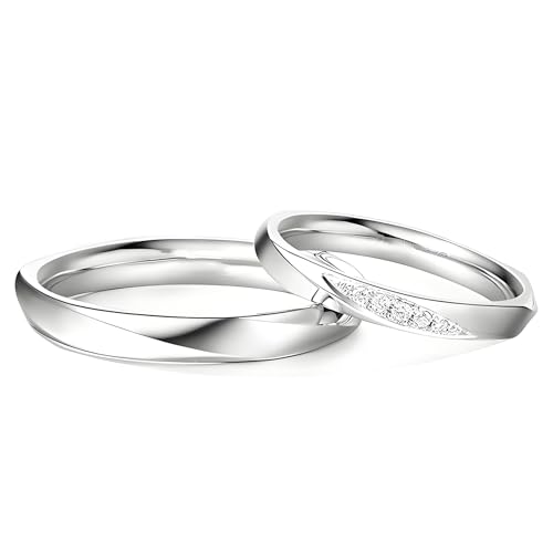 Calefee Ringe Partnerringe Set, Verlobungsringe Gold 585 Paar mit Moissanit, Eheringe Herren und Damen Größe 47 bis 70 von Calefee