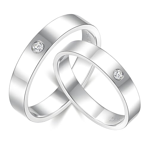Calefee Ringe Partnerringe Set, Verlobungsringe Platin Paarpreis mit Moissanit, Trauringe für Herren und Damen Größe 47 bis 70 von Calefee